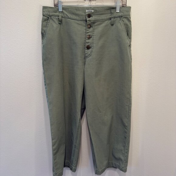 J. Crew Women's Wide Leg High Rise Button Fly Olive Green Dress Pants Size 30 - Picture 1 of 14
